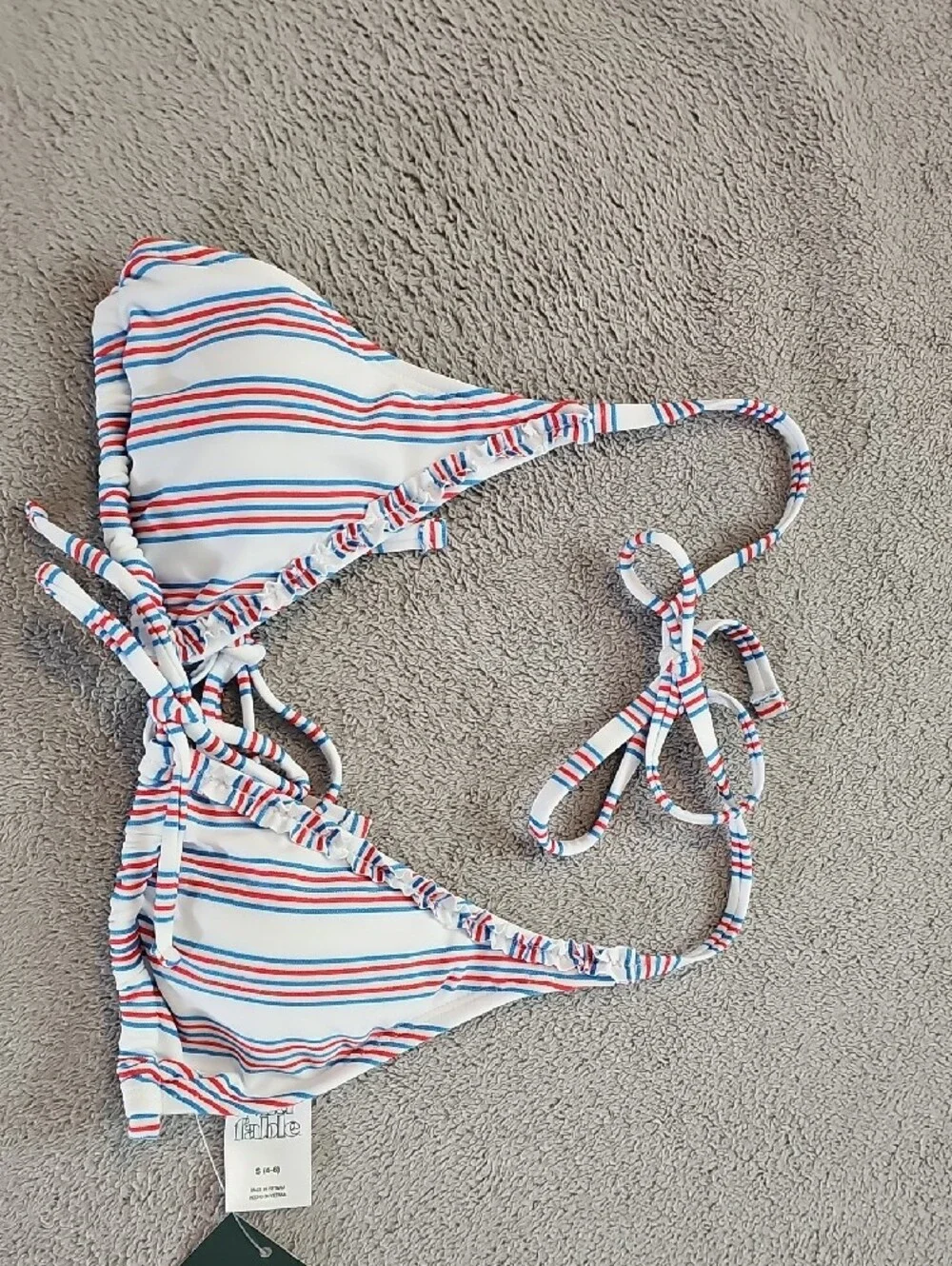 Wild Fable Women S Textured Ruffle Edge Red/White/Blue Triangle Style Bikini Set